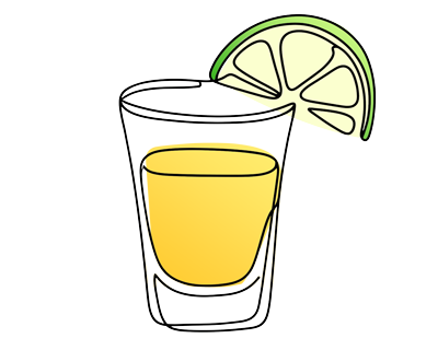 Kreslený obrázek: Tequila shot